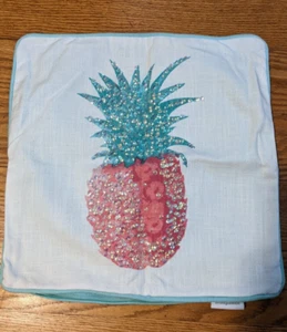 Envogue Pineapple Sequin Square Pillow Sham Case 16x16 - Picture 1 of 5