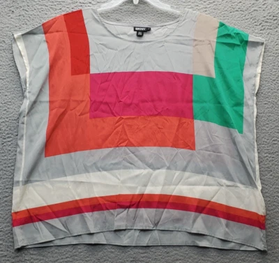 DKNY Poncho Top Mujer Petite XL Multicolor Seda Sin Mangas Cuello Redondo Pullover Foto 1 de 4