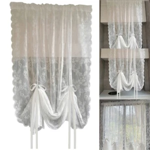 Elegant White Lace Voile Curtains Florals Embroidery Pulling Curtain for Bedroom - Picture 1 of 11