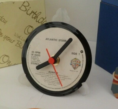 ATLANTIC STARR CLOCK Upcycled Original Vinyl Record Single Desk Table Clock 4" - Image 1 of 4