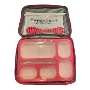 Fiambrera Bento a prueba de fugas East World bandeja sin BPA rosa 6 compartimentos nueva - Imagen 1 de 2