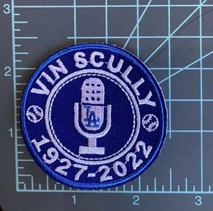 2022 Vin Scully Iron on Patch Los Angeles Dodgers Jersey Hat - Size 2.5" x 2.5" - Picture 1 of 2