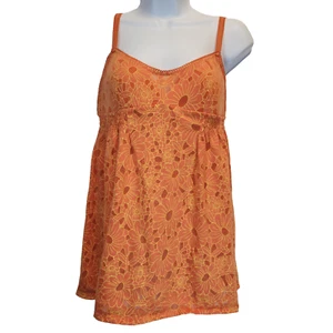 Victoria’s Secret Women`s Floral Babydoll Slip Size L Orange Camisole Semi Sheer - Picture 1 of 9
