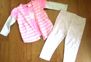 HH. FISHER PRICE GIRLS SIZE 12 MONTHS PANT SET PINK / GRAY STAR NWT - Picture 1 of 3