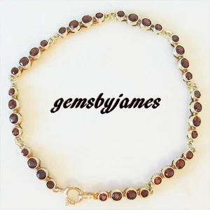 SPITZER & FURMAN Retro Bracelet NATURAL RED GARNET 14K SOLID GOLD Tennis Vtg 8"L - Picture 1 of 5
