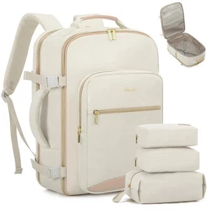 LOVEVOOK Travel Backpack for Women, 50L with 3 Packing Cubes, Beige. New In Hand - Picture 1 of 7