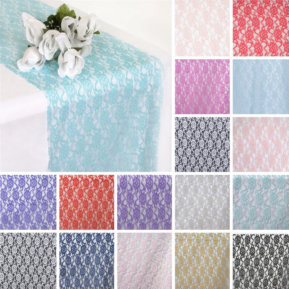 24 pcs TABLE RUNNERS 12" x 108" Floral Lace Wedding Party Catering Linens - Image 1 of 1