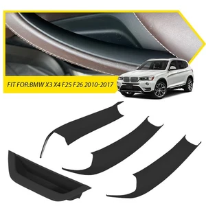 For BMW 10-17 X3 X4 F26 F25 Interior Inner Door Handle Cover Pull Trim Black 4PC - Picture 1 of 12