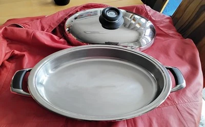 AMC Bräter Oval Fisch Pfanne Topf Hochraumdeckel Induktion   3,5 Liter Neuwertig - Bild 1 von 4