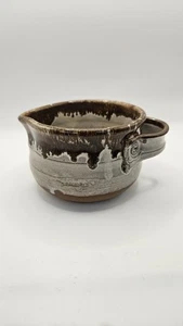Handmade Studio Pottery Mug Pitcher Brown Glazed Pottery Signed 3.5" - Picture 1 of 8