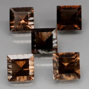 Square Concave Cut 8mm.100%Natural Smoky Quartz Brazil 5Pcs/11.00Ct. - Picture 1 of 6