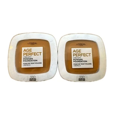 (2) L’Oréal Age Perfect Creamy Powder Foundation Compact, 330 Golden Sun Sealed - Image 1 of 2