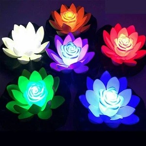 Solar Powered RGB LED Flower Light Floating Fountain Pool Pond Lamp Decors - Picture 1 of 43