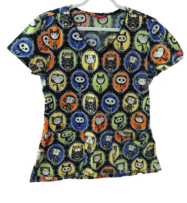 Dickies Women's Scrub Top Halloween Cats Cotton Blend Please Read Descript. - Image 1 of 4