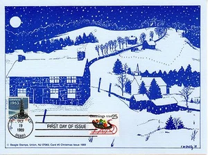 Sleigh with Presents  Sc# 2428 FDC maximum Card Oct 19, 1989 Westbrook CT - Picture 1 of 1
