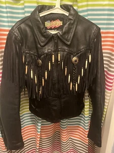 EasyRiders Damen Bikerjacke Echtleder, Knochen & Fransen Größe EURO 40 - Bild 1 von 11