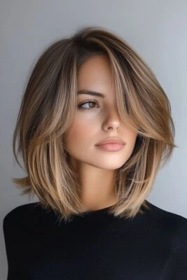 Ombre Caramel Blonde Bob Wavy Wig 100% Human Hair 13x4 Lace Front Wig - Image 1 of 3