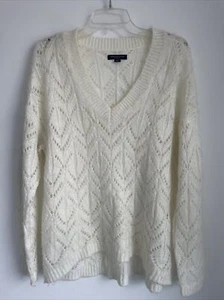 American Eagle Oversized Sweater Womens Medium White Long Sleeve Soft Knit - Picture 1 of 4