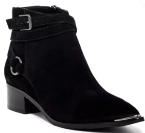 Marc Fisher Yatina Black Bootie Western Chelsea Boot Wildleder Reißverschluss Schnalle Gr. 7,5 - Bild 1 von 16