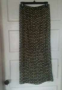 Women's small Judith Hart skirt. black gold zigzag geometric polyester long midi - Picture 1 of 1