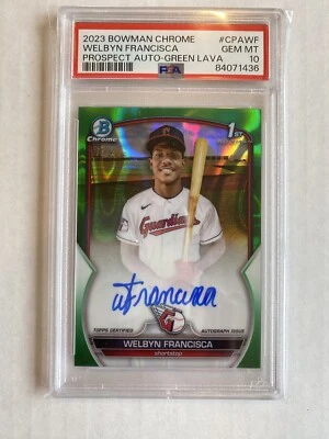 Welbyn Francisca 2023 Bowman Chrome Prospect #CPA-WF AUTO GREEN LAVA /99 PSA10👀 - Image 1 of 2