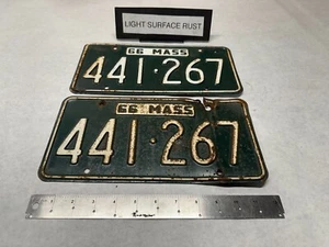 Massachusetts License Plate 1966 Pair Set Tag 66 Mass Ma 411 267 GREAT LOOK! - Picture 1 of 5
