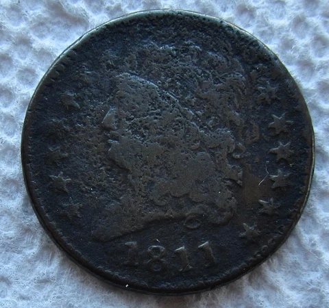 1811 1/2C Classic Head Half Cent Rare Key Date Type Coin VG Detail Corroded Cover