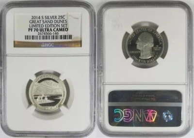 2014-S Silver PF70 Great Sand Dunes Quarter NGC ~ Limited Edition Set - Image 1 of 3