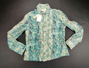Blusa Camisa Talbots Pura Seda Estampado Piel de Serpiente Mujer Talla 2 Abotonada "Nueva" - Imagen 1 de 10