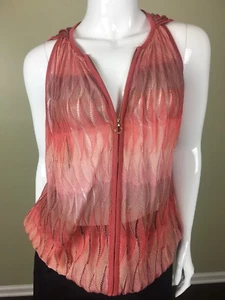NEW MISSONI Pink Silk Strip Sleeveless Cardigan Size 44, ITALY - Picture 1 of 10
