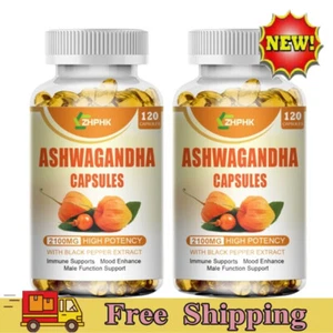 KSM-66 Ashwagandha Root Herbal Supplement 2100mg with Black Pepper 240 Capsules - Picture 1 of 11