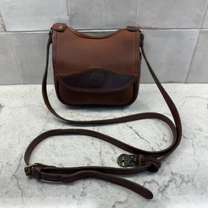 Timberland Women’s Brown Leather Mini Crossbody Saddlebag Purse USA - Picture 1 of 11