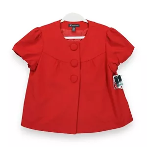 NWT INC International Concepts Jacket Women's Red Big Buttons Puff Sleeves XL - Picture 1 of 5