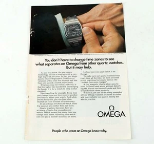Omega Watch Megaquartz Time Zone Vintage Original Print Ad Advert 1975 M767 - Picture 1 of 4