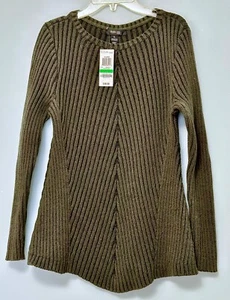 Style & Co. Womens Petites Ribbed Crew Neck Pullover Sweater Black, PL - Picture 1 of 5