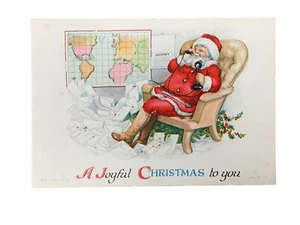 Ellen Clapsaddle Wolf & Co. Santa Claus World Map Telephone Mail Christmas Card - Picture 1 of 7