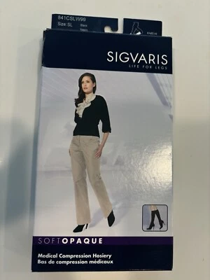 Sigvaris 841C  Opaque Black  15-20 mmHg Closed Toe Knee High Compression New - Image 1 of 4
