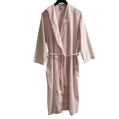 Bata Lanz Of Salzburg para mujer L/XL rosa Seersucker encaje ribete plumero casa de campo Foto 1 de 4