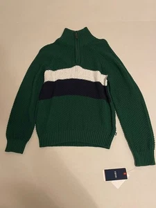 IZOD Green Sweater With Stripes On It, Half Zipper Boys Small - Picture 1 of 4