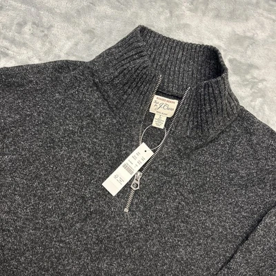 J. Crew Sweater Mens Large Gray Marled Rugged Merino Wool Blend Half Zip Mock - Image 1 of 4