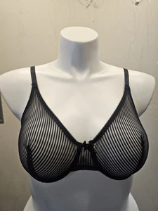 VTG Bestform Fashion Shadow Stripes Underwire Bra Size 38C Black - Picture 1 of 6