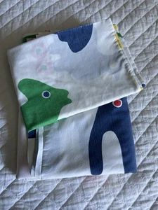 Vintage Marimekko Rulla Animals on Wheels Twin Bed Flat Sheet & 1 Pillowcase - Picture 1 of 10