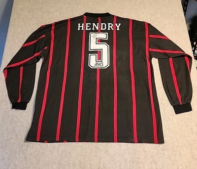 Camiseta deportiva de fútbol americano Hendry Home vintage de los 90 rara Blackburn Rovers #5 L Foto 1 de 4
