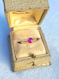 Vintage 10k Gold Pink Sapphire Ruby Solitaire High Profile Ring Size 6.5 - Picture 1 of 10