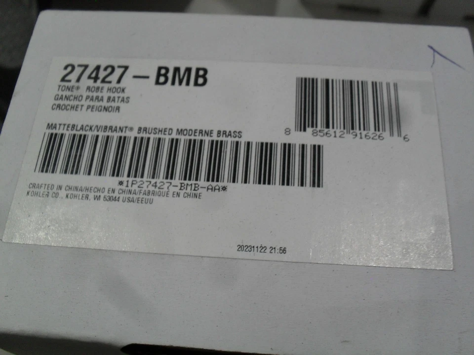 Gancho para bata Kohler 27427-BMB tono negro mate/latón moderno cepillado Foto 1 de 1