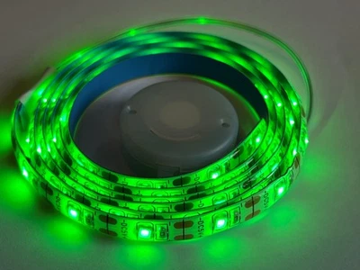 60 GREEN LED (1m long) CR2032 Battery Strip Light with ON/FLASH functions - Image 1 of 2