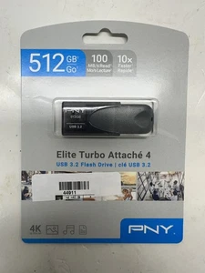 PNY Elite Turbo Attache 4 512GB USB 3.2 Flash Drive up to 100MB/s - New (44911) - Afbeelding 1 van 3