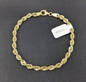 14KT 8.5" Yellow Gold High Polish Rope Bracelet Made In Italy DCI Lobster Clasp - Picture 1 of 19