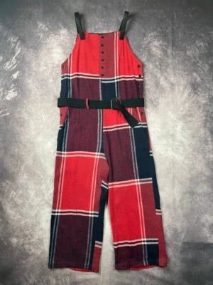 YOHJI YAMAMOTO Lana Franela Mono Rojo Cuadros Cuero Cinturón Hecho en Japón 2 M Foto 1 de 4