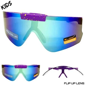 Kids Boys Girls Sports Baseball Cycling Retro Wrap Shield SUN GLASSES Ages 6-12 - Picture 1 of 8